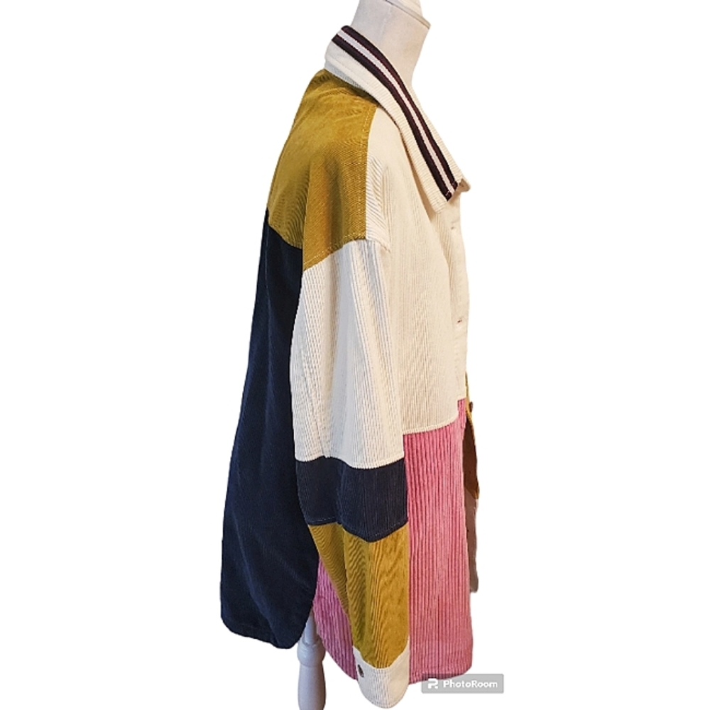 BDG Colorblock Corduroy Shacket in Pink, Mustard, Navy, Cream - Picture 5 of 16